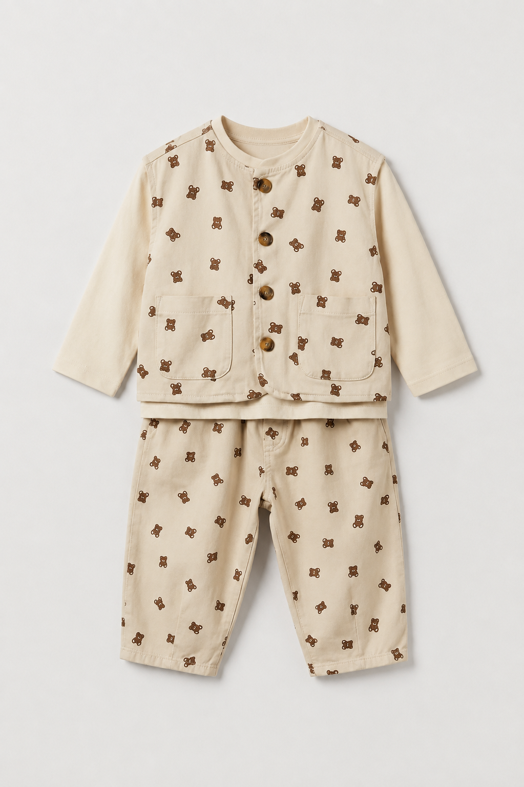 Bear Denim Long-Sleeve Set