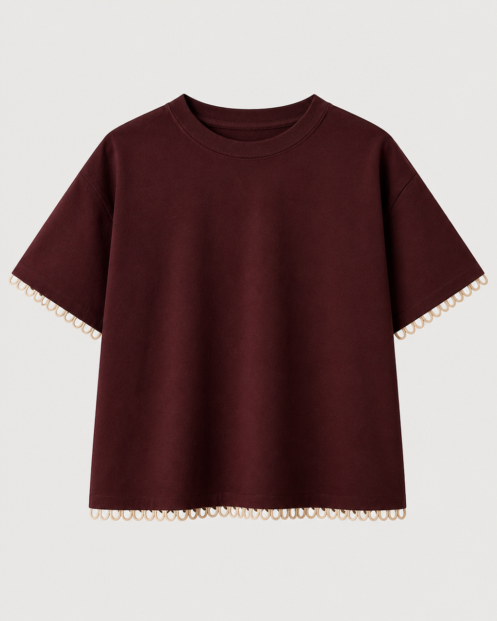 Deep Red Poplin Short Sleeve Blouse