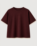Deep Red Poplin Short Sleeve Blouse