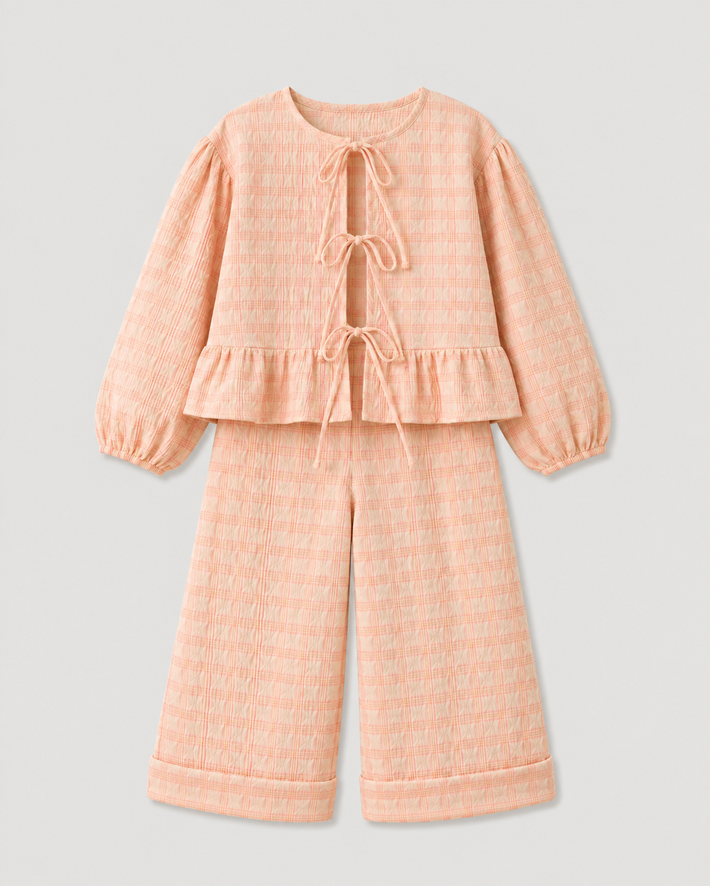 Pink Plaid Ruffle Set