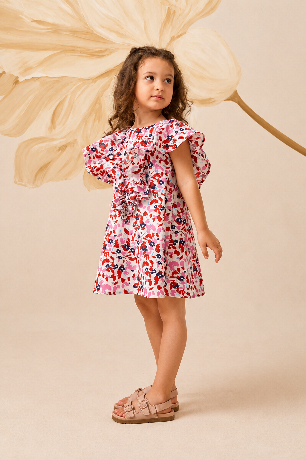 Floral Patterned Ruffle Dress