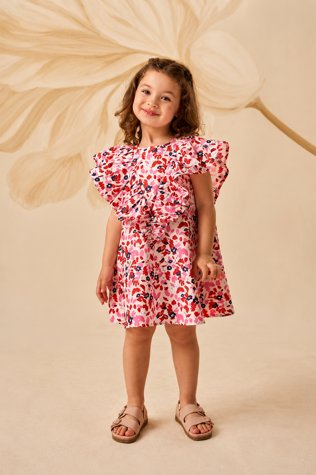 Floral Patterned Ruffle Dress