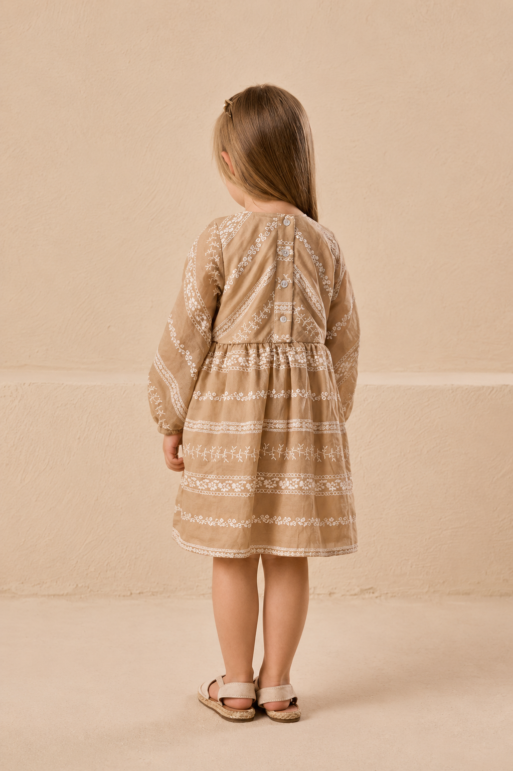 Beige Embroidered Dress