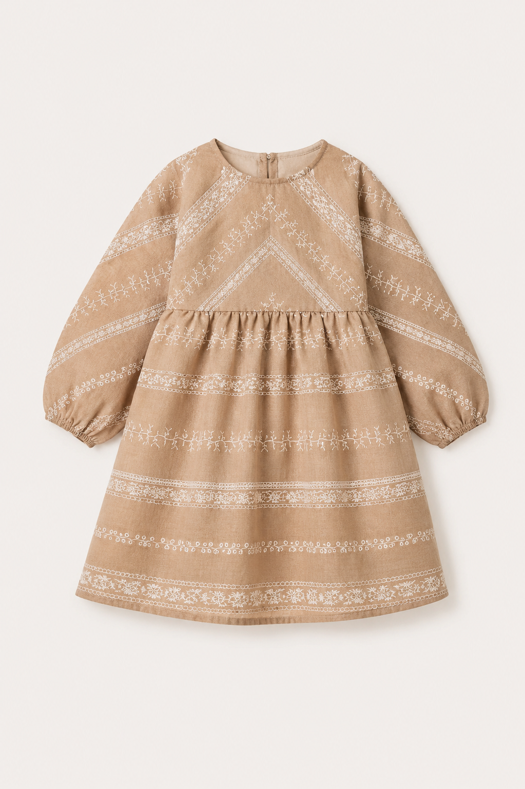 Beige Embroidered Dress
