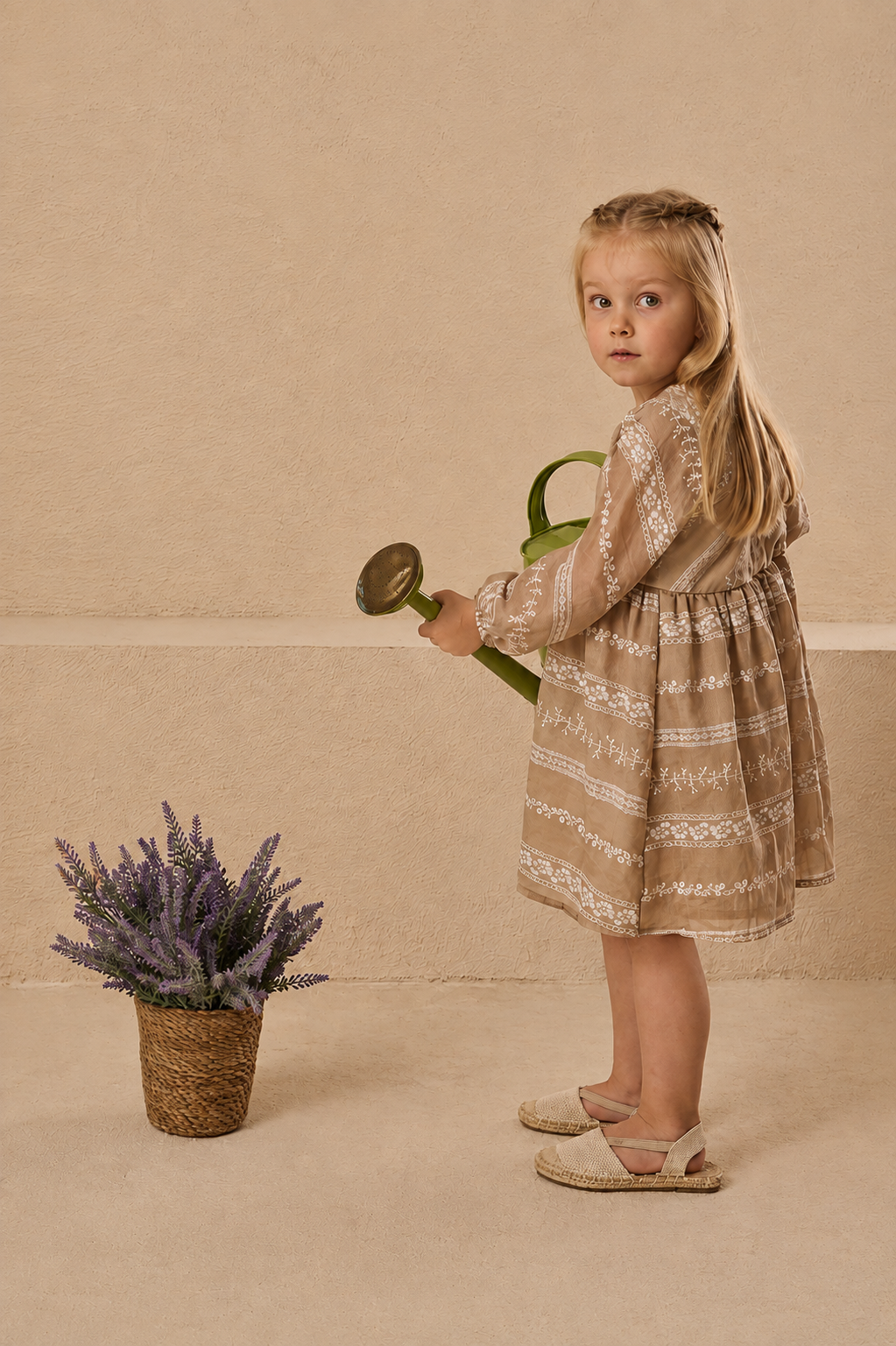 Beige Embroidered Dress