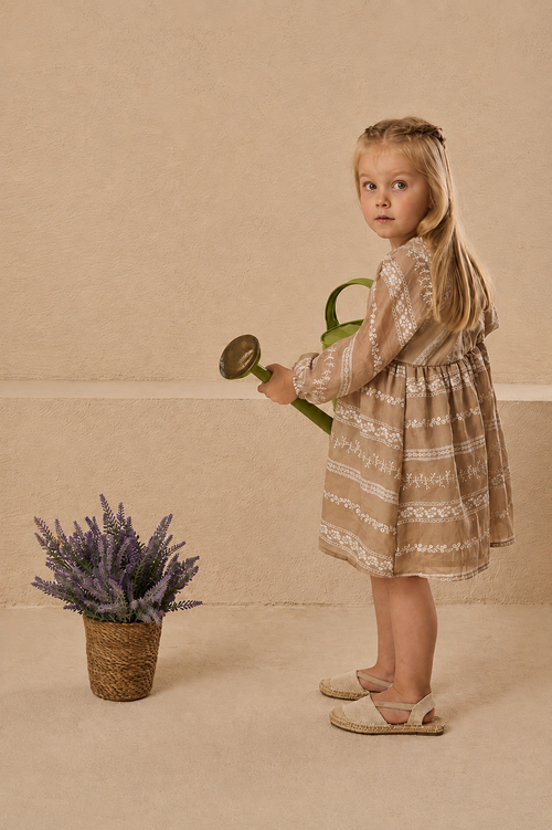 Beige Embroidered Dress