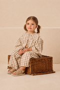 Brown Plaid Ruffle Set