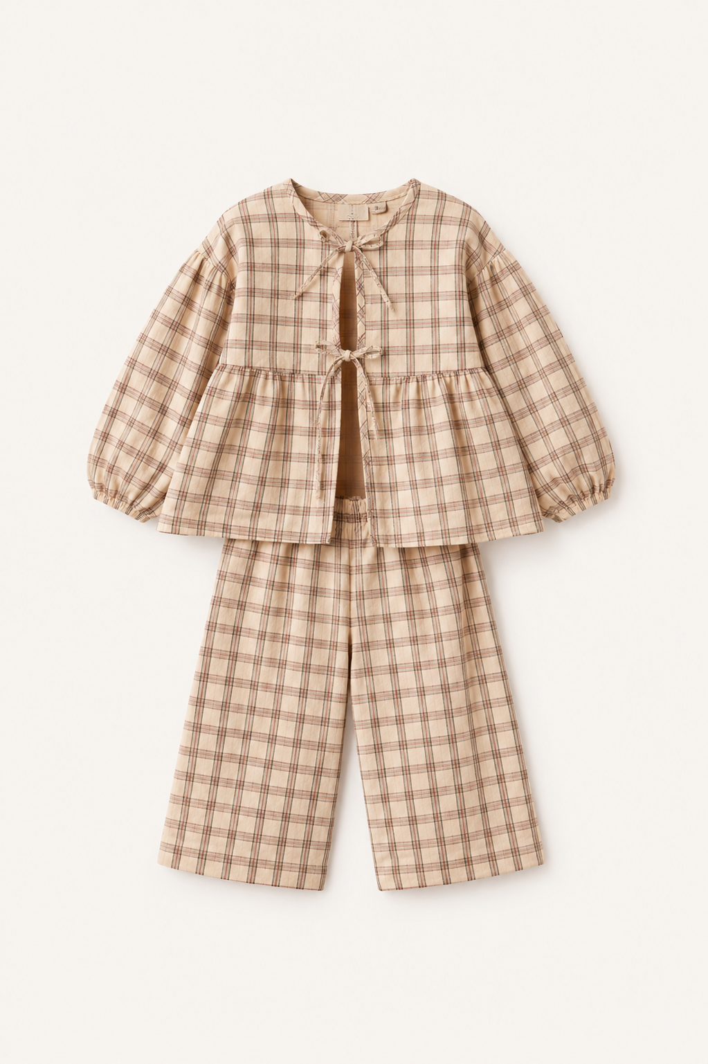 Brown Plaid Ruffle Set