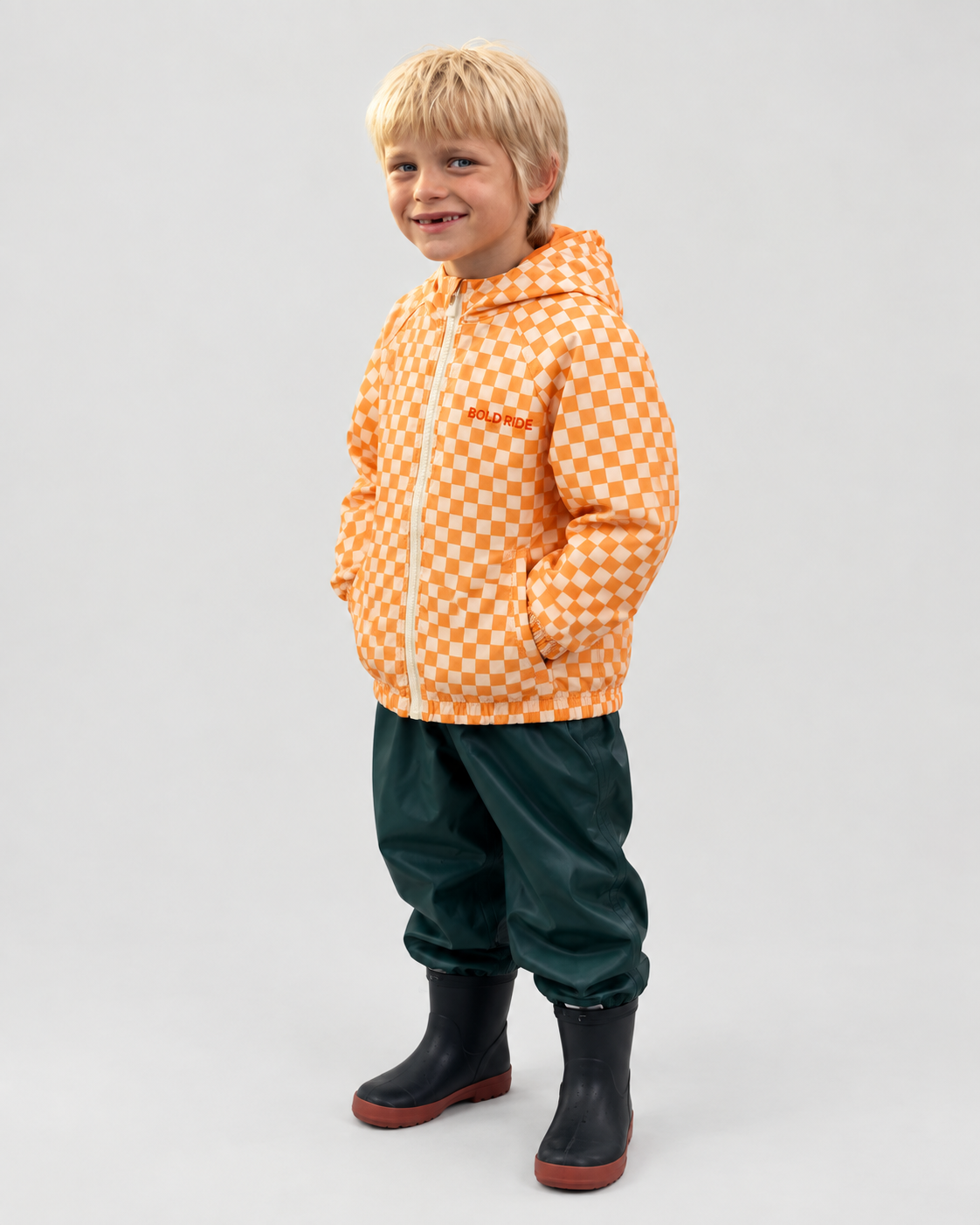 Orange Checkered Raincoat